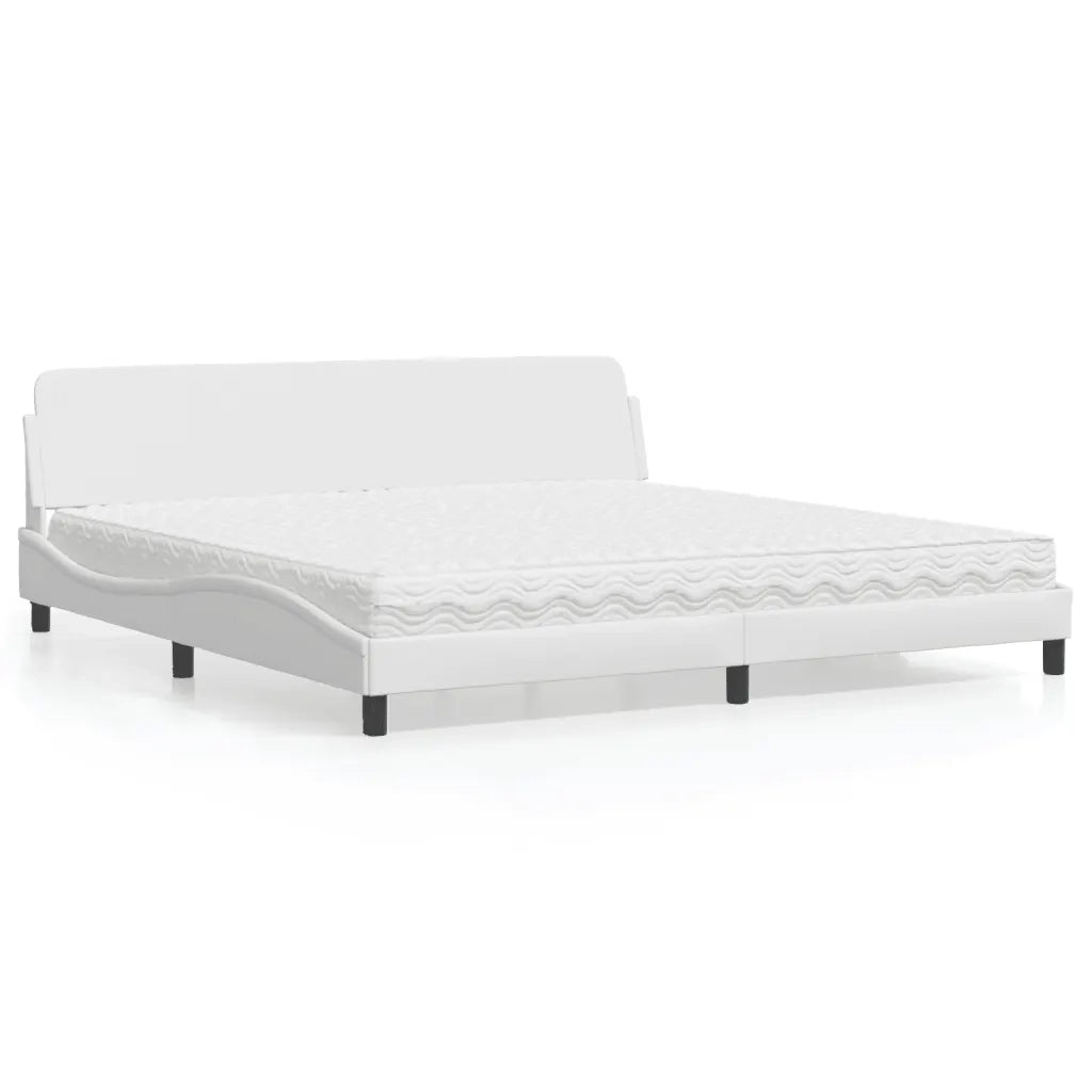 Letto con Materasso Dover Bianco 200x200cm in Similpelle