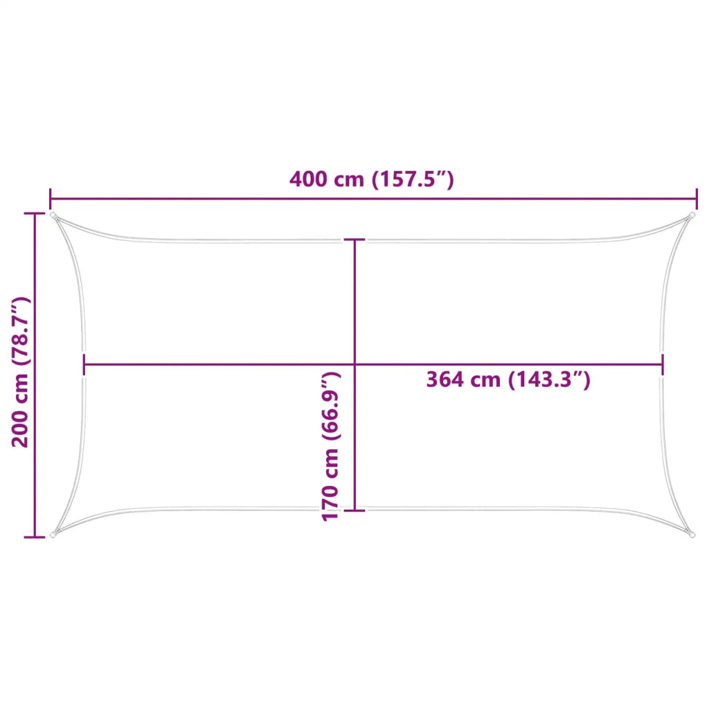 Vela da ombra solare-Telo Ombra-Vela Ombreggiante-Parasole a Vela Grigio chiaro e bianco 4 x 2 m