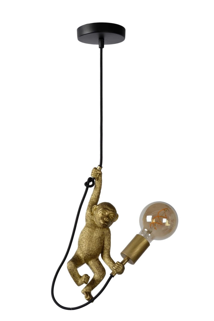 Lucide lampada a sospensione Chimp E27 oro nero Ø18 cm