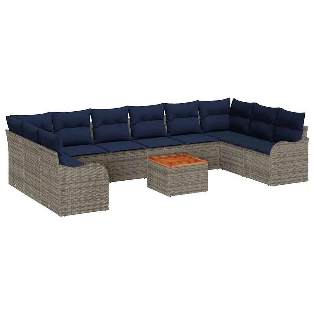 Set Divano da Giardino 11 pz Grigio polyrattan 3347507