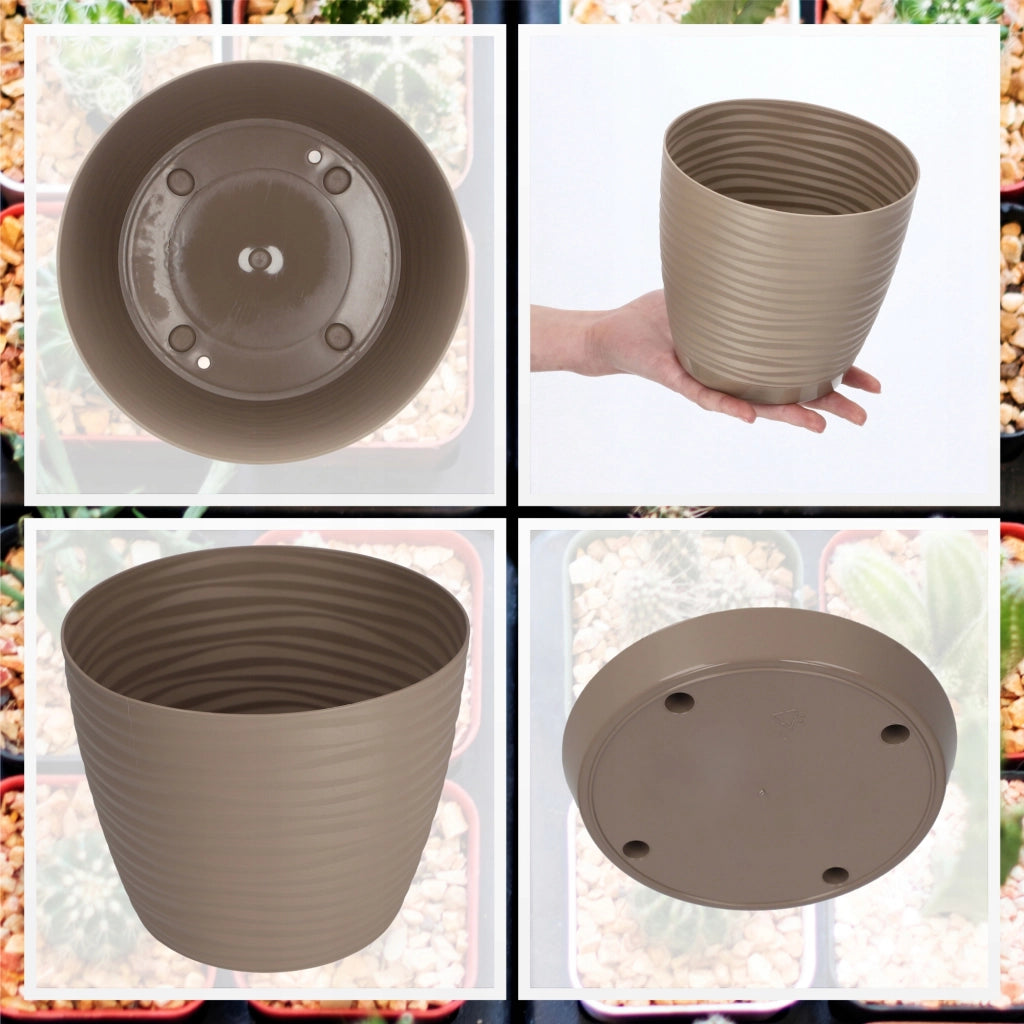 Vaso da fiori KADAX rotondo da 15 cm in plastica beige