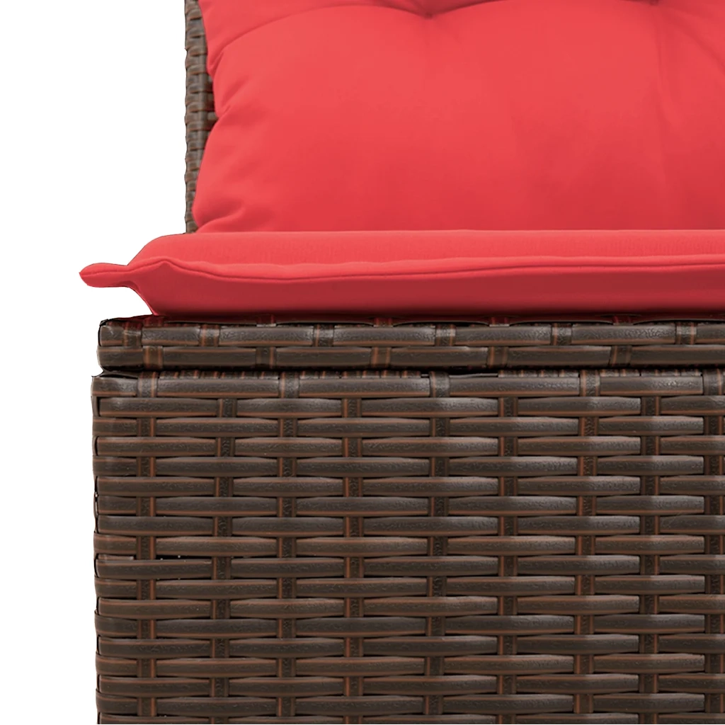 Set Divani da Giardino 11 pz con Cuscini Polyrattan Marrone