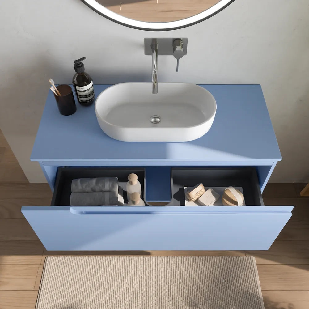 Mobile bagno sospeso 120 cm un cassetto carta da zucchero con top | Ardenne