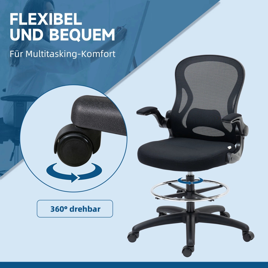 Sedia da ufficio ergonomica con poggiapiedi ¨C Xylo ¨C Altezza regolabile, 59x65x122 cm, Nero