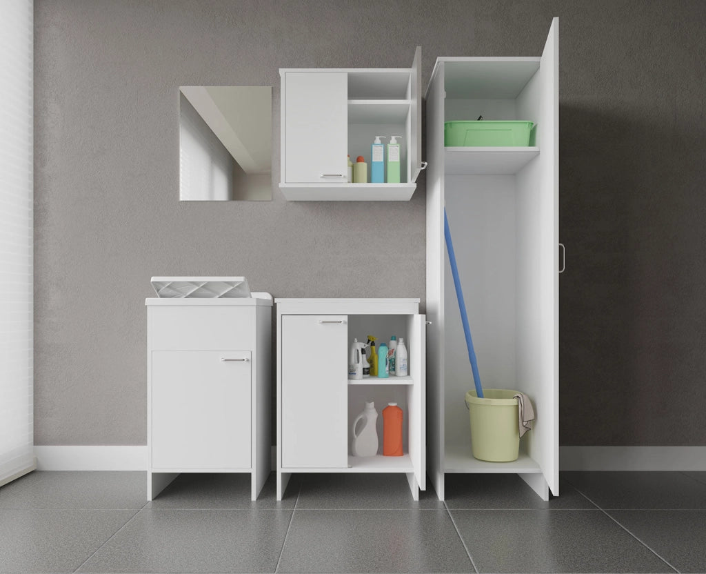 Mobile Lavanderia da Esterno 60x49x84 cm in PVC Bianco