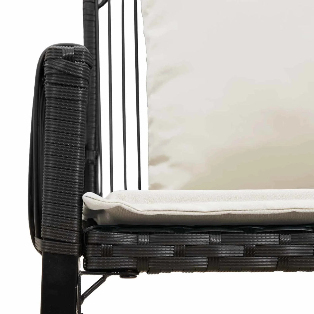 Panchina da esterno | Panchina da Giardino | Panca da Giardino 4 pz Nero e Bianco Crema polyrattan
