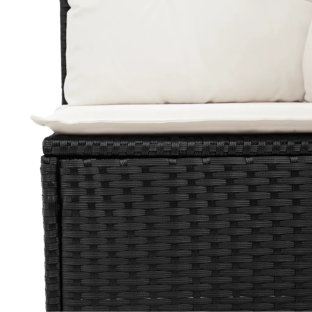 Set Divano da Giardino 6 pz con Cuscini Nero in Polyrattan 3325672