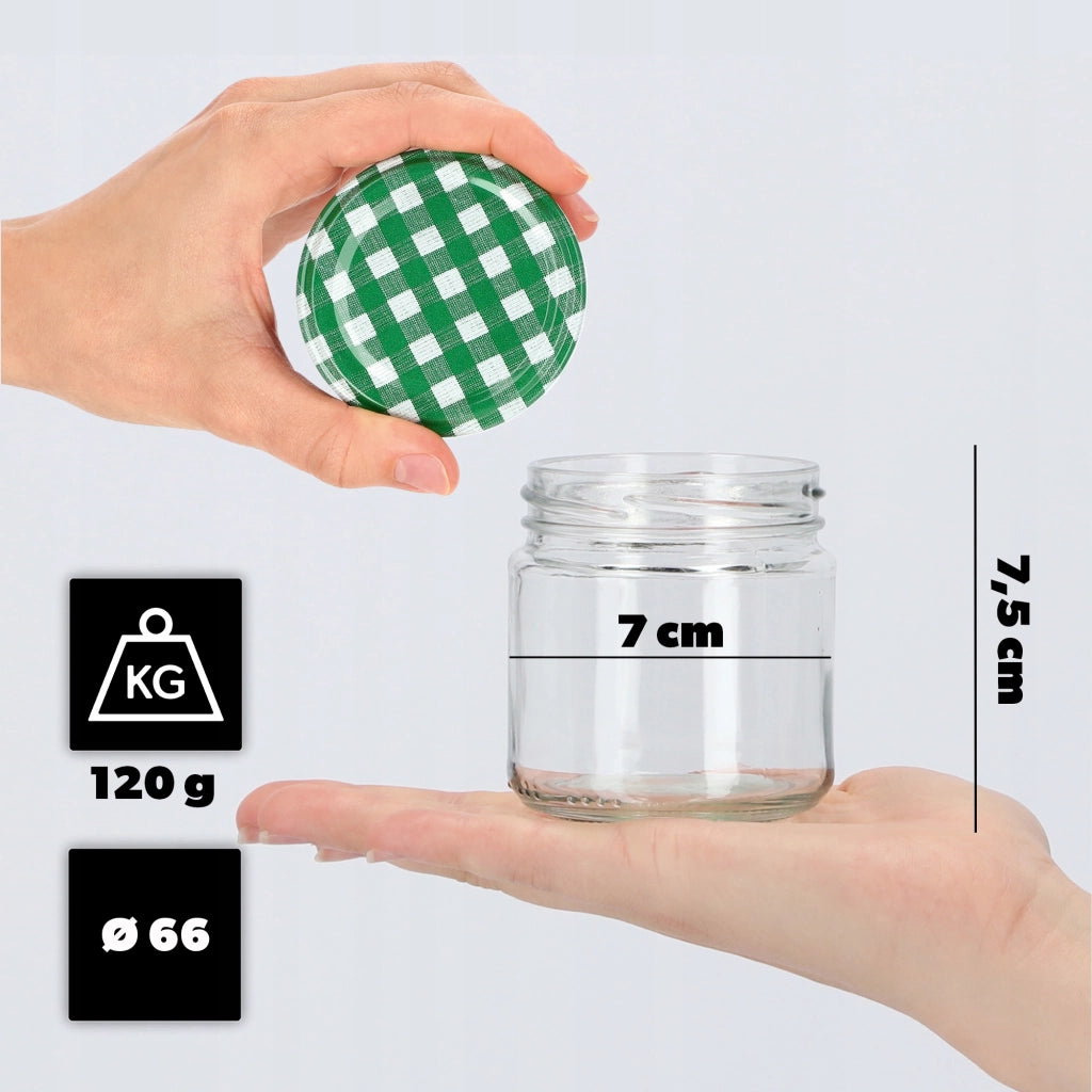 Barattoli per conserve KADAX Lerma 200ml 50 pezzi 66mm + coperchio "Griglia verde"