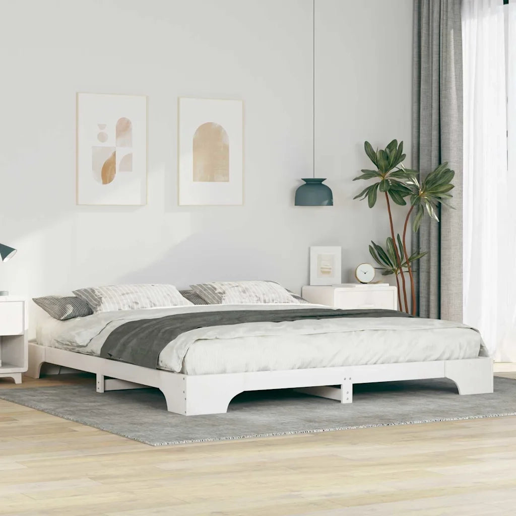 Struttura del letto-Giroletto-Rete del Letto Bianco 200 x 220 cm Pino massello 101654