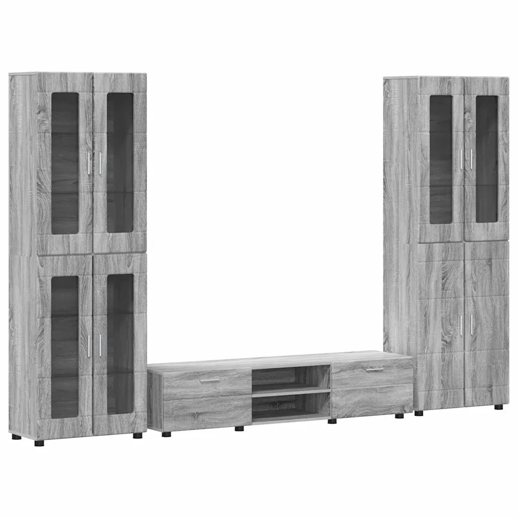 Set mobile TV con porta FLORIN Grigio Sonoma Legno multistrato