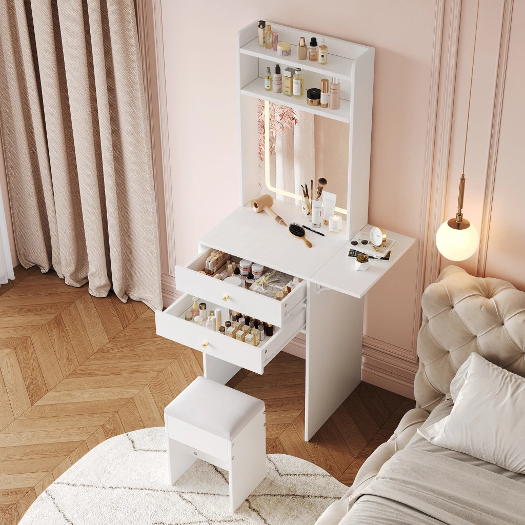 TOLETTA pieghevole con LED 75x45x156 cm MDF bianco