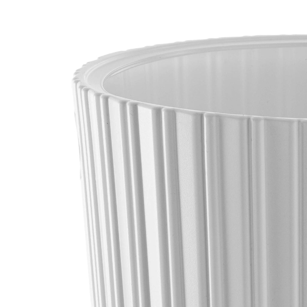 Vaso da fiori KADAX da 40 cm con coperchio e inserto, in plastica bianca.