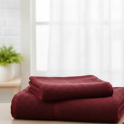 Sanonefa, set di Asciugamani 100% Cotone set da 2, Rosso Bordeaux