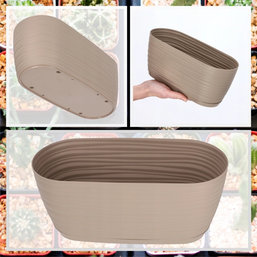 Vaso da fiori KADAX ovale da 27 cm in plastica beige