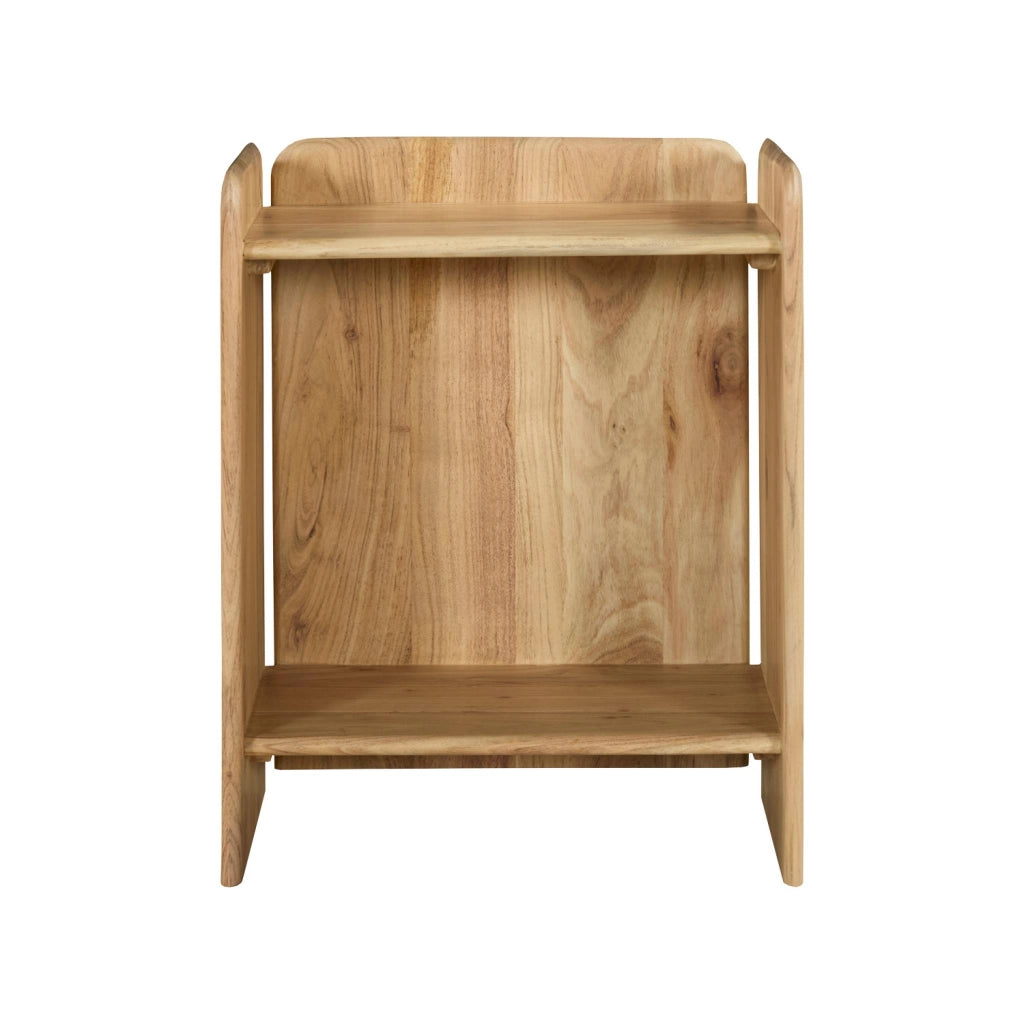 Set 2 comodini esotici in legno di acacia a 2 livelli, marrone