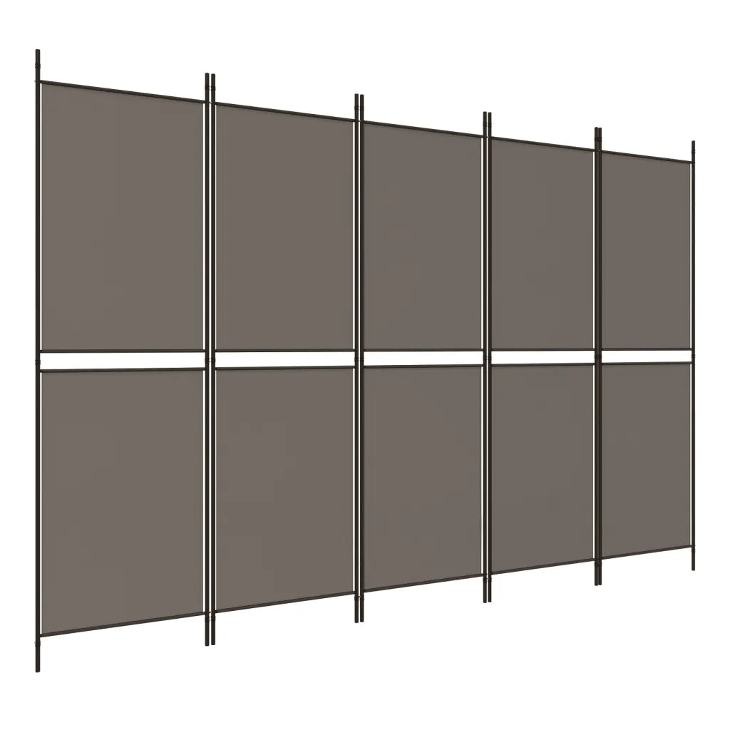 Divisorio a 5 Pannelli Antracite 250x200 cm Tessuto 350236