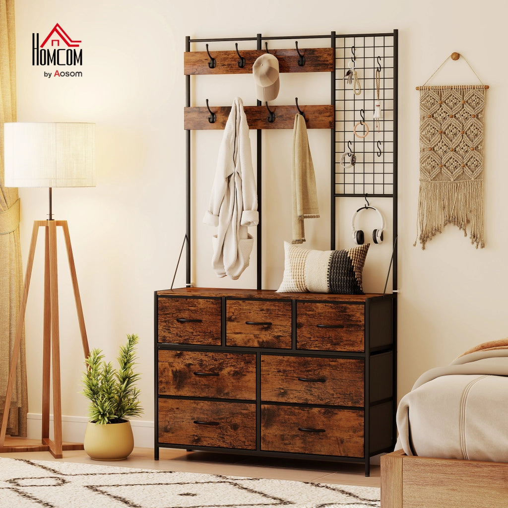 Mobile ingresso con scarpiera, appendiabiti, cassetti e ripiani ¨C Xylo ¨C 100x30x183 cm marrone rustico