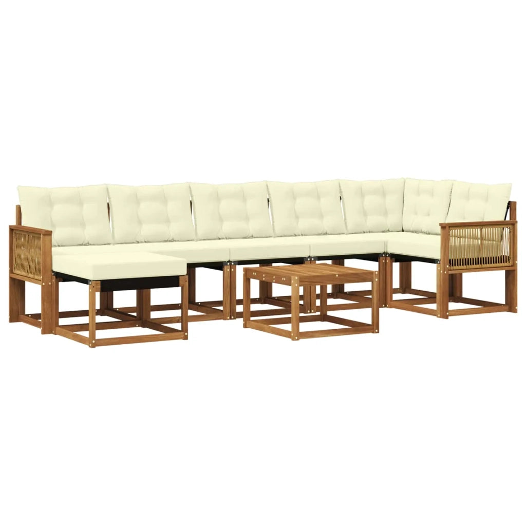 Set di divani da esterno con cuscino 8 pcs Naturale e Crema 3382114