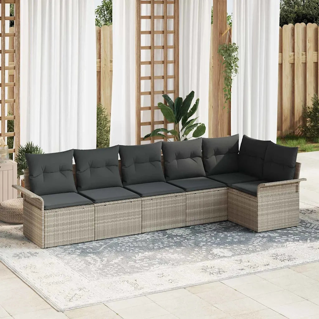 Set Divano da Giardino 6 pcs Grigio chiaro polyrattan 3345382