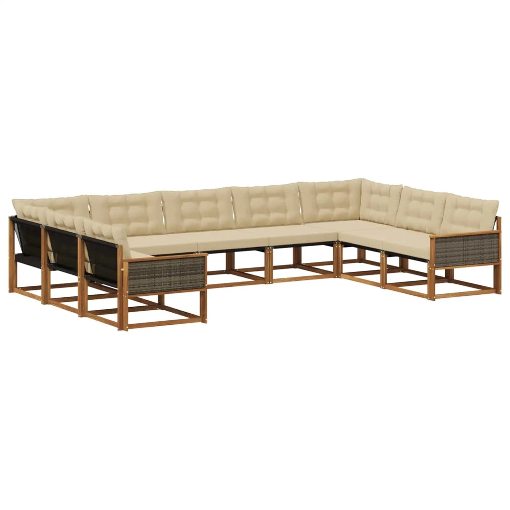 Set di divani da esterno con cuscino 9 pcs Naturale e Beige 3381677
