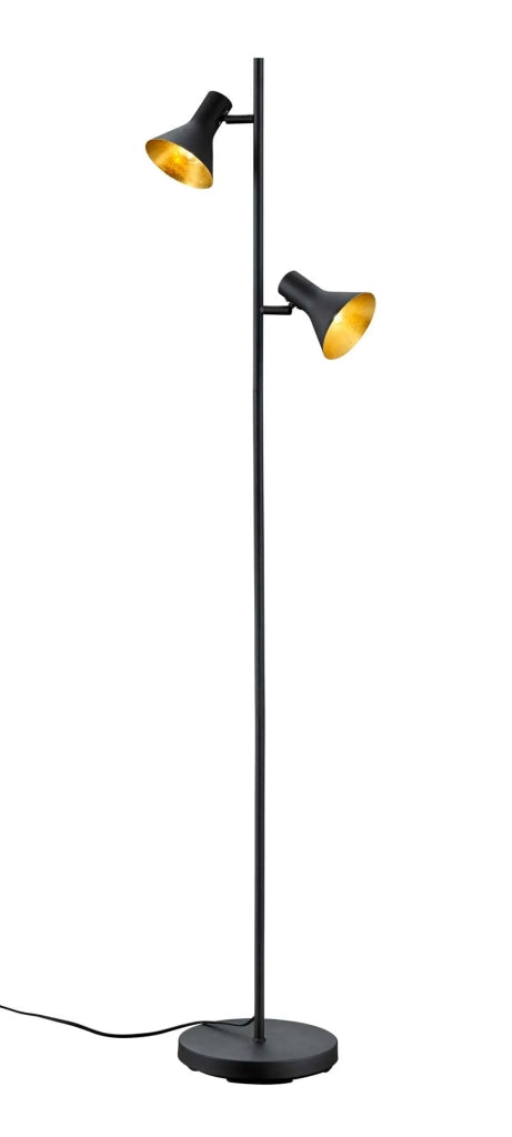 Piantana, metallo, nero e oro, H 144 cm, Nina