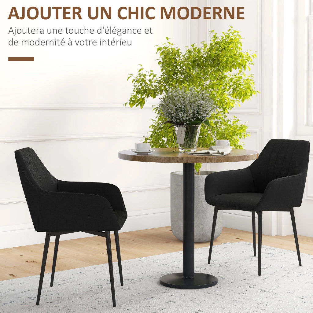 Sedia da Pranzo Design Scandinavo ¨C Minimal ¨C Nero, Metallico, Set 2 Pezzi