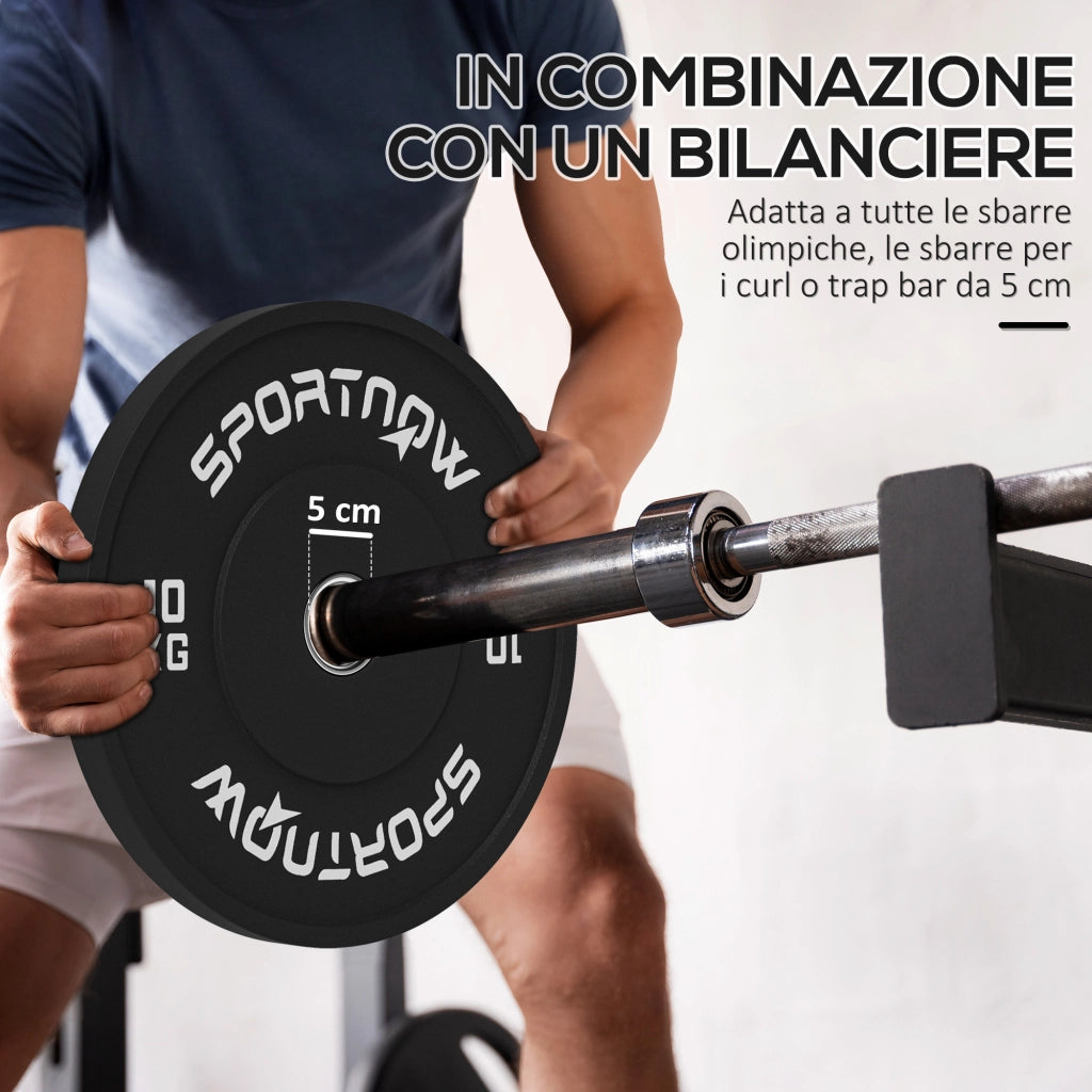 Dischi Pesi 10kg Gomma ¨C Minimal ¨C Nero 2''