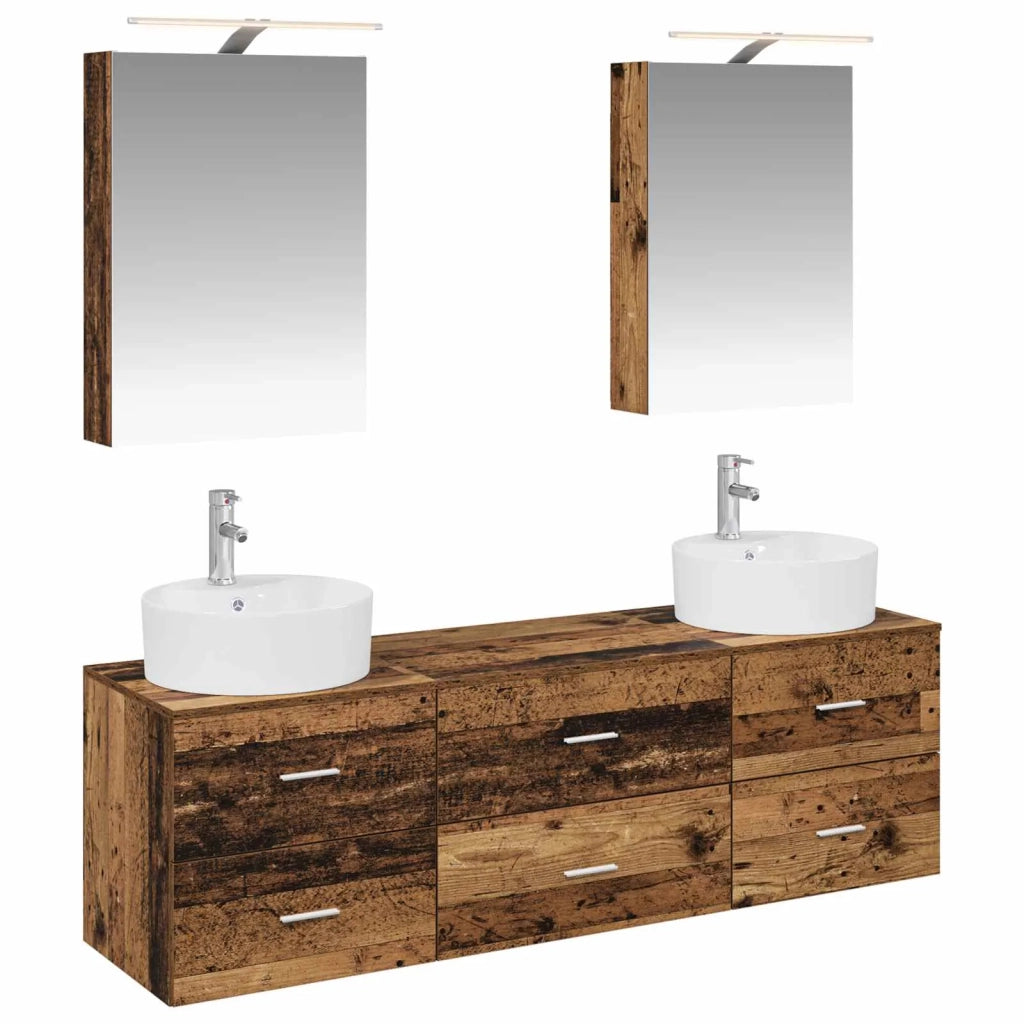 Set di mobili per il bagno 5 pz Legno antico 3406877