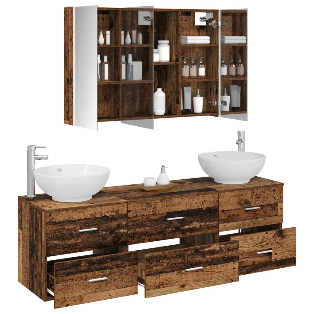 Set di mobili per il bagno 4 pz Legno antico 3406949