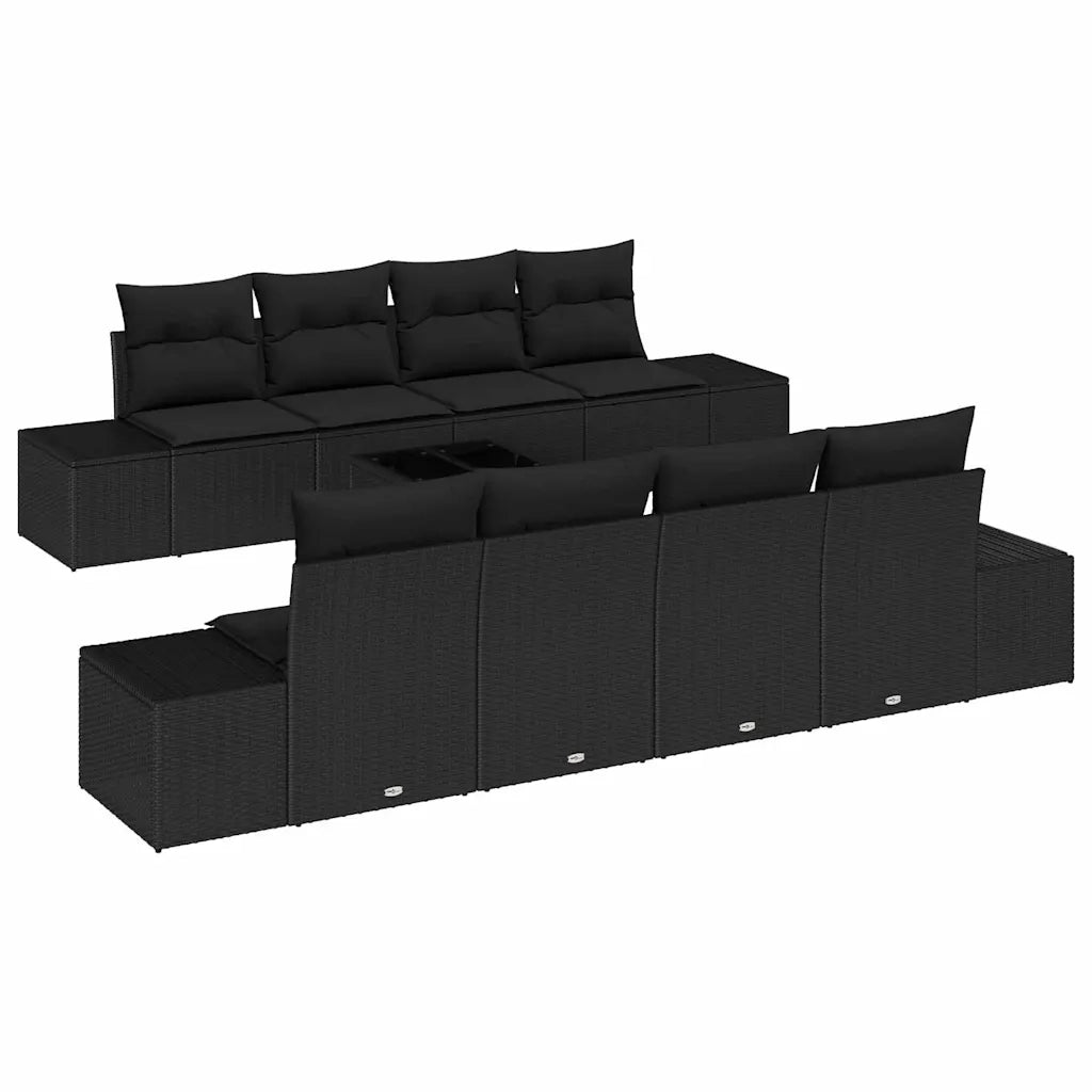 Set Divano da Giardino con cuscino 7 pcs Nero polyrattan 3346993