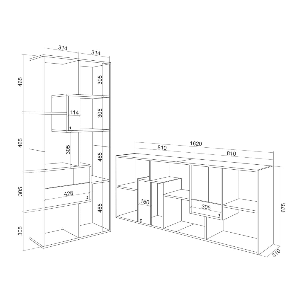 Libreria scaffale, 162x67x31cm, Per libri, Nero e Rovere scuro RF4117