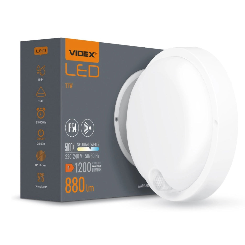 Applique esterna con sensore PIR LED 11W IP54 Videx