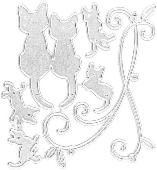 Famiglia di Gatti Schemi Metallici per Scrapbooking