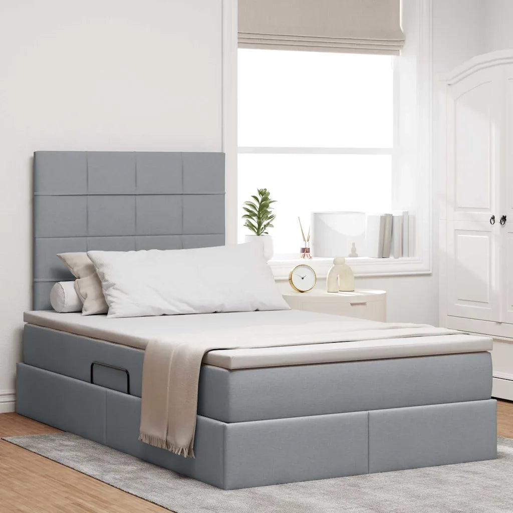 Letto con contenitore e LED con led Grigio chiaro 120 x 190 cm 3372402