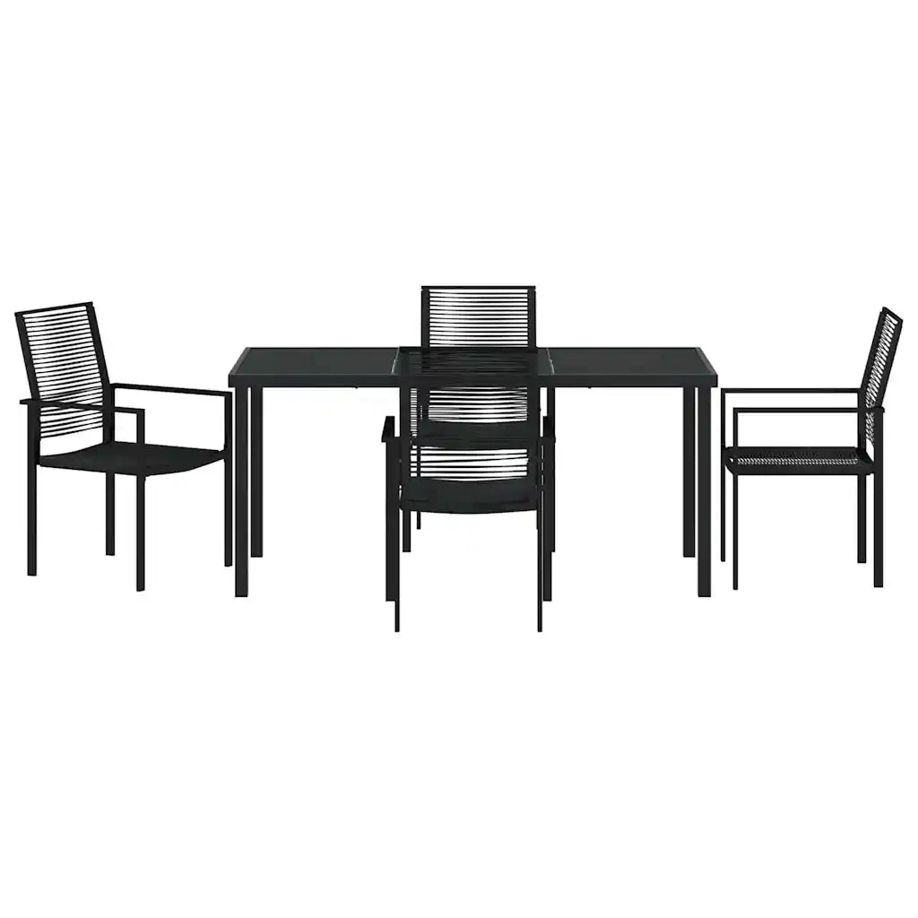 Set da Pranzo per Giardino 5 pcs Nero