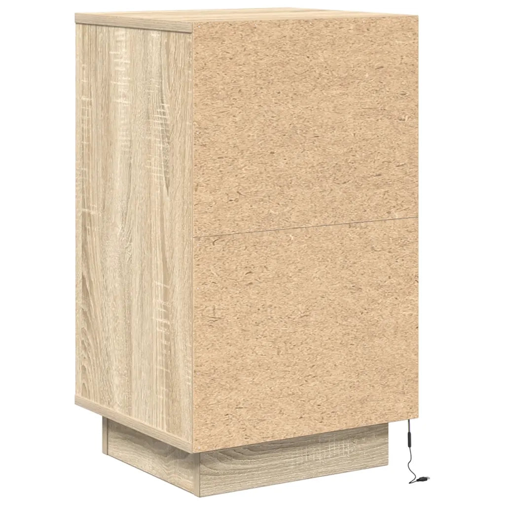 Comodino con Luci LED Rovere Sonoma 38x34x65 cm 861303