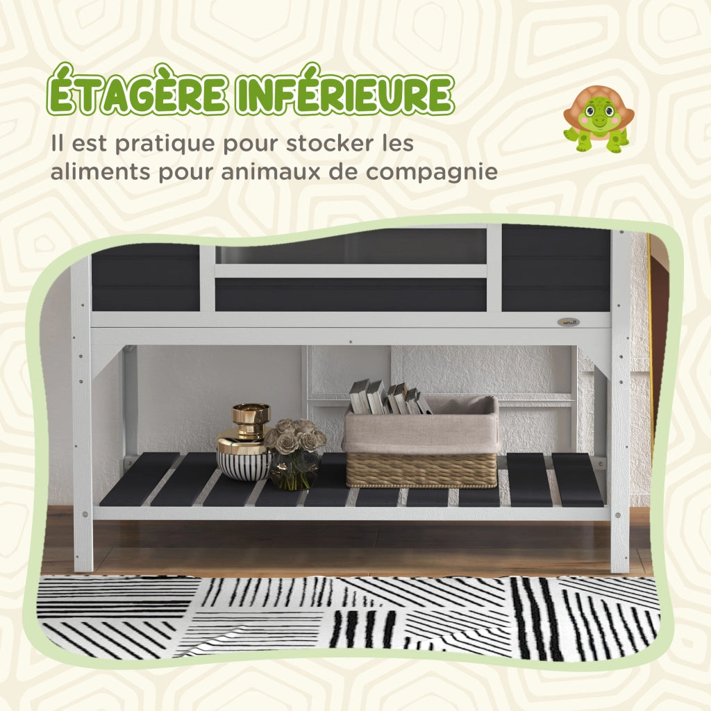 Casetta per tartarughe con 2 nicchie e lampada regolabile ¨C Minimal ¨C 122x56.5x93 cm grigio