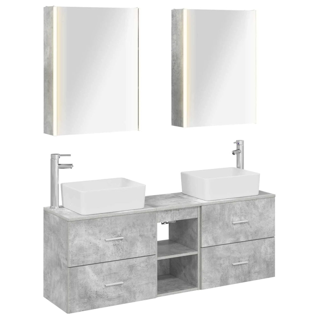 Set di mobili per il bagno 5 pz Grigio Cemento 3406850
