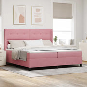 Letto a molle con materasso Rosa 200 x 200 cm Velluto