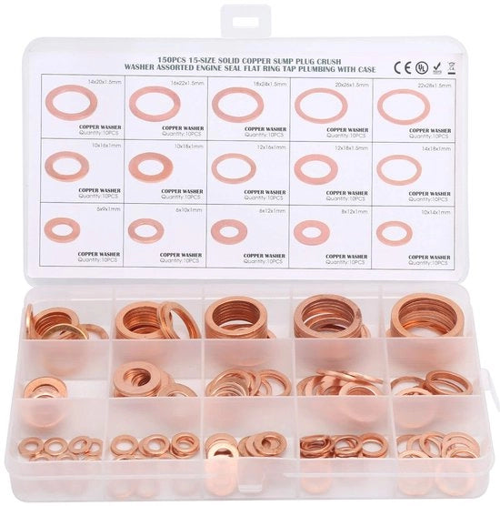 Set di imballaggio a forma di O in rame rosso (150 pezzi)