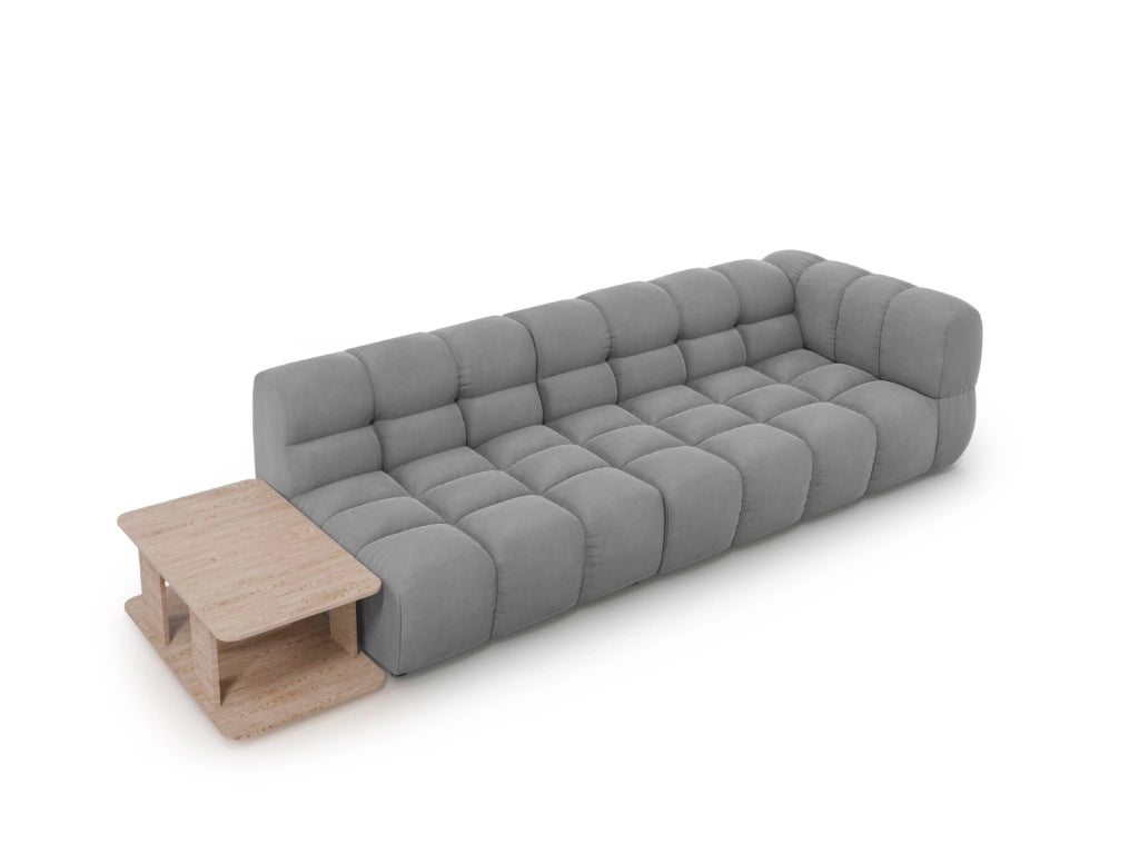 Cosmopolitan Design - Divano modulare sinistro "Sky" 4 posti in velluto grigio chiaro 