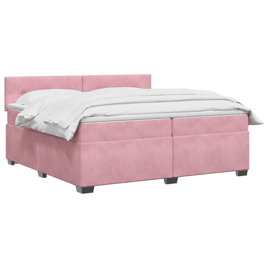Letto box spring con materasso Rosa 200 x 200 cm Velluto 3450787