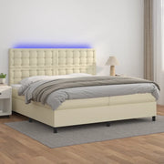 Giroletto a Molle con Materasso e LED Crema 200x200 cm 3135965
