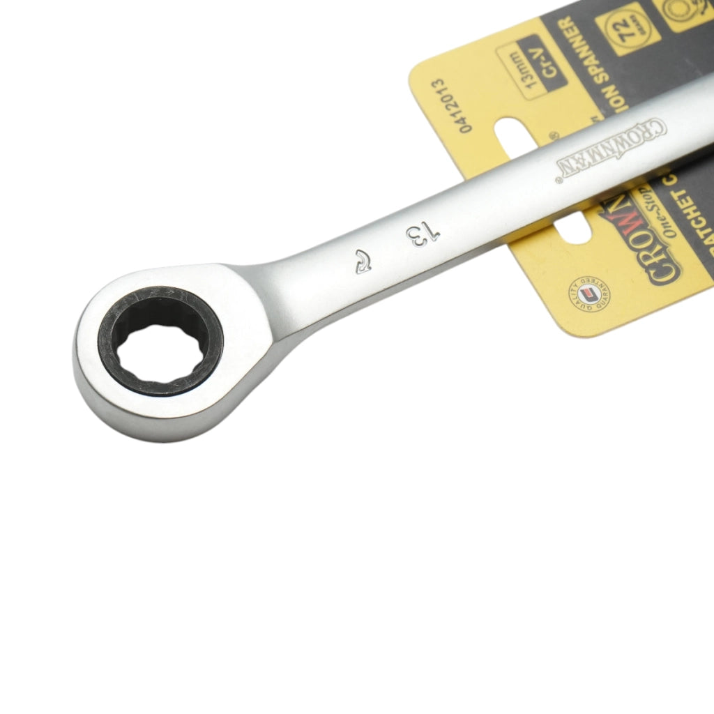 Chiave combinata Crownman da 13 mm in acciaio Cr-V con cricchetto