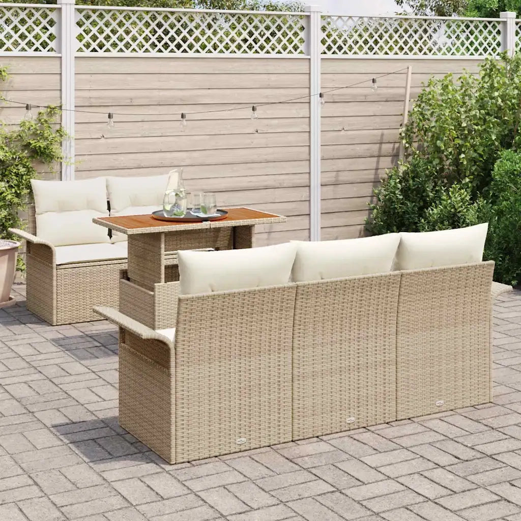 Set Divano da Giardino 6 pcs Beige Poly Rattan 3358010