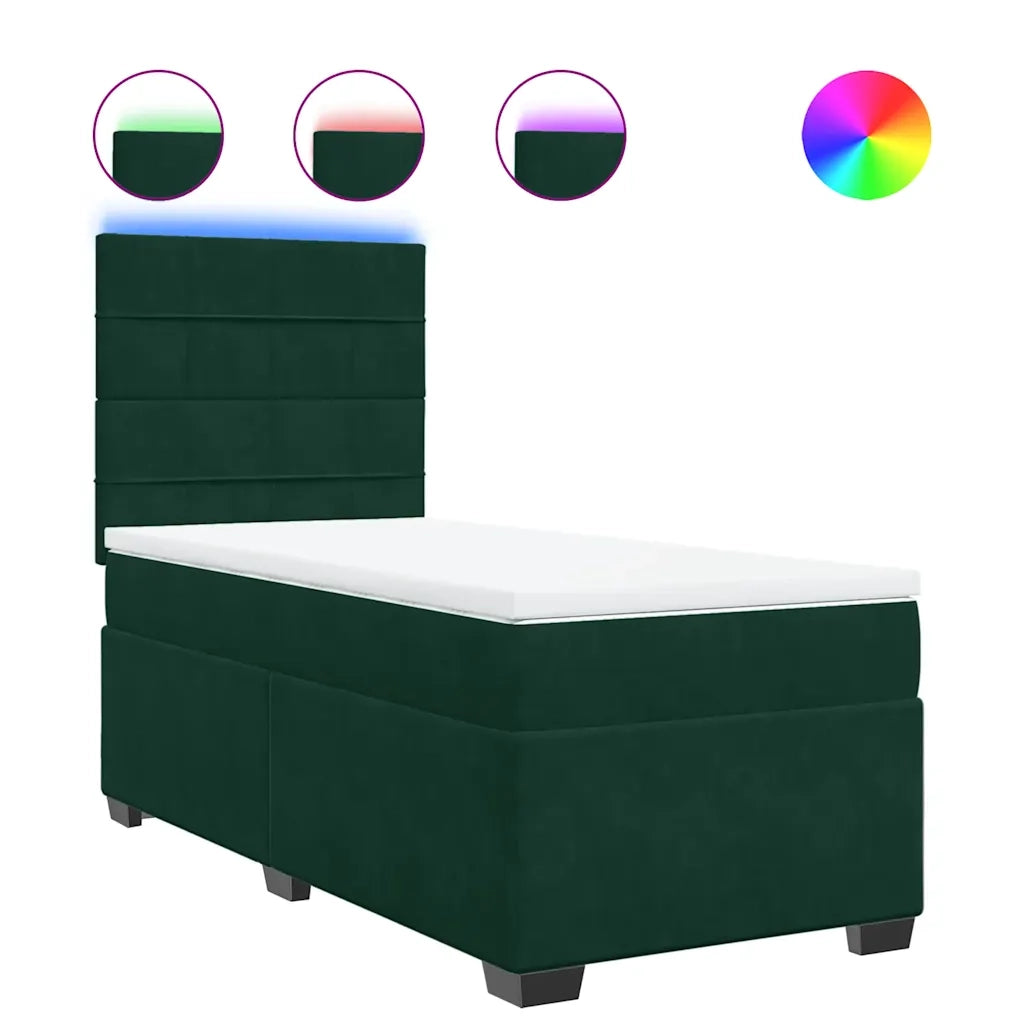 Giroletto a Molle con Materasso Verde Scuro 90x190 cm Velluto