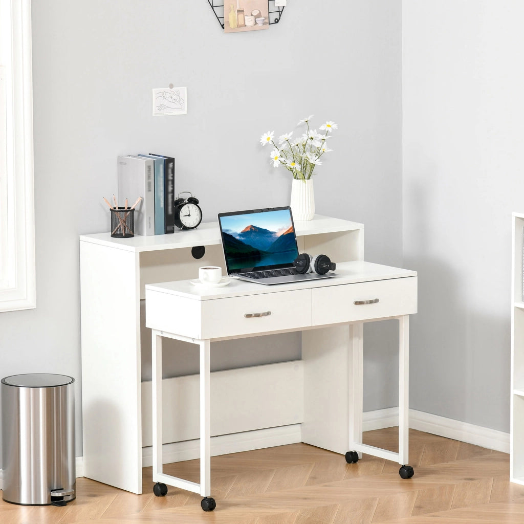 Scrivania con Cassetti e Ruote ¨C Minimal ¨C Bianco 100x36x88cm