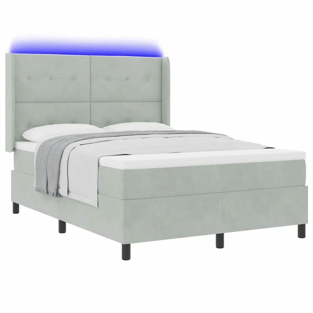 Letto a molle con testiera Grigio chiaro 140 x 200 cm Velluto