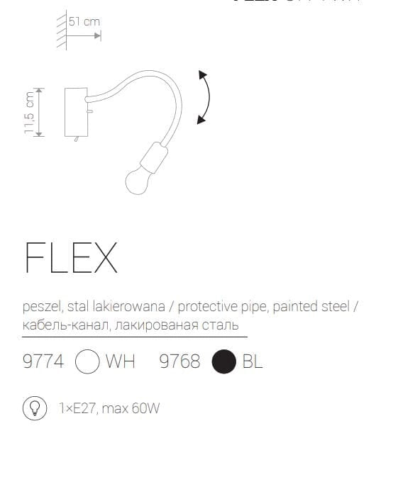 Applique Nowodvorski Flex E27 nera braccio flessibile