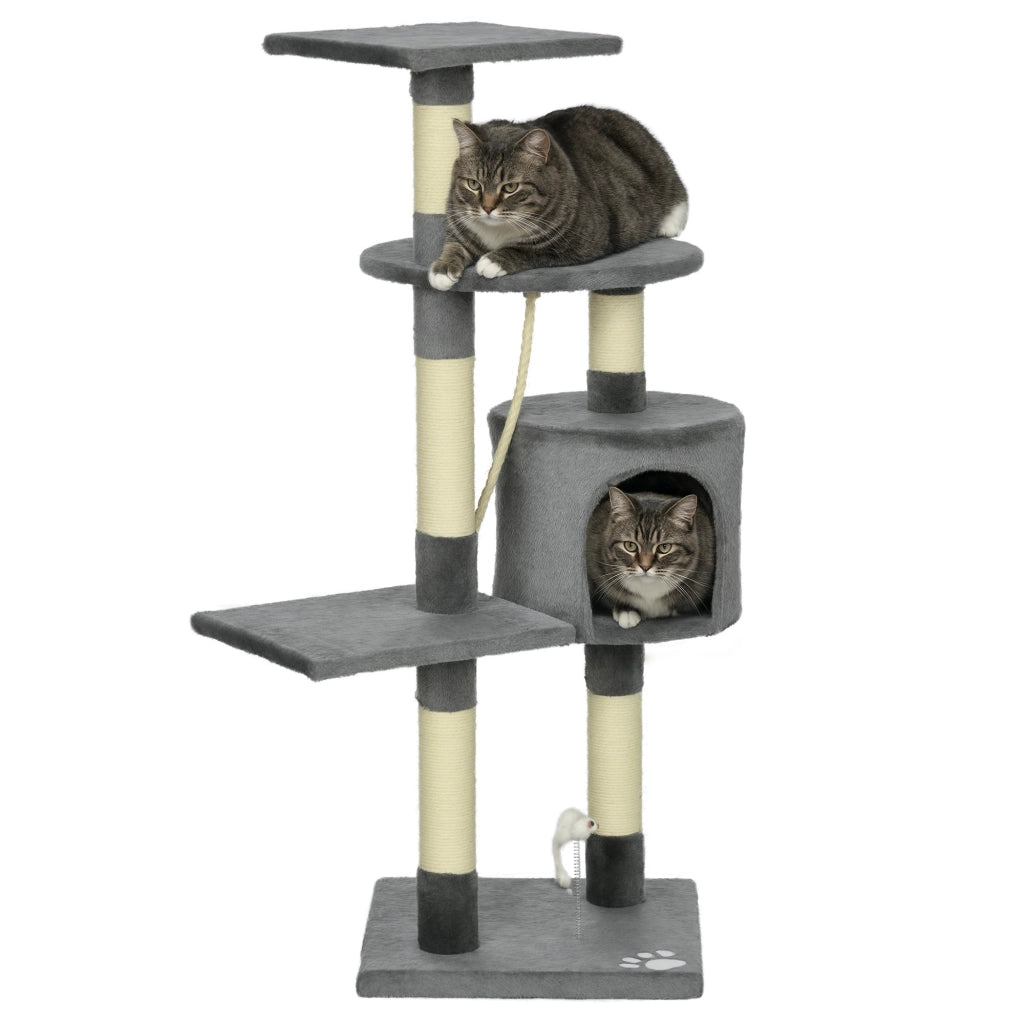 Albero per Gatti con Sisal Cuscini e Giocattoli ¨C Minimal ¨C Grigio Scuro 116 cm